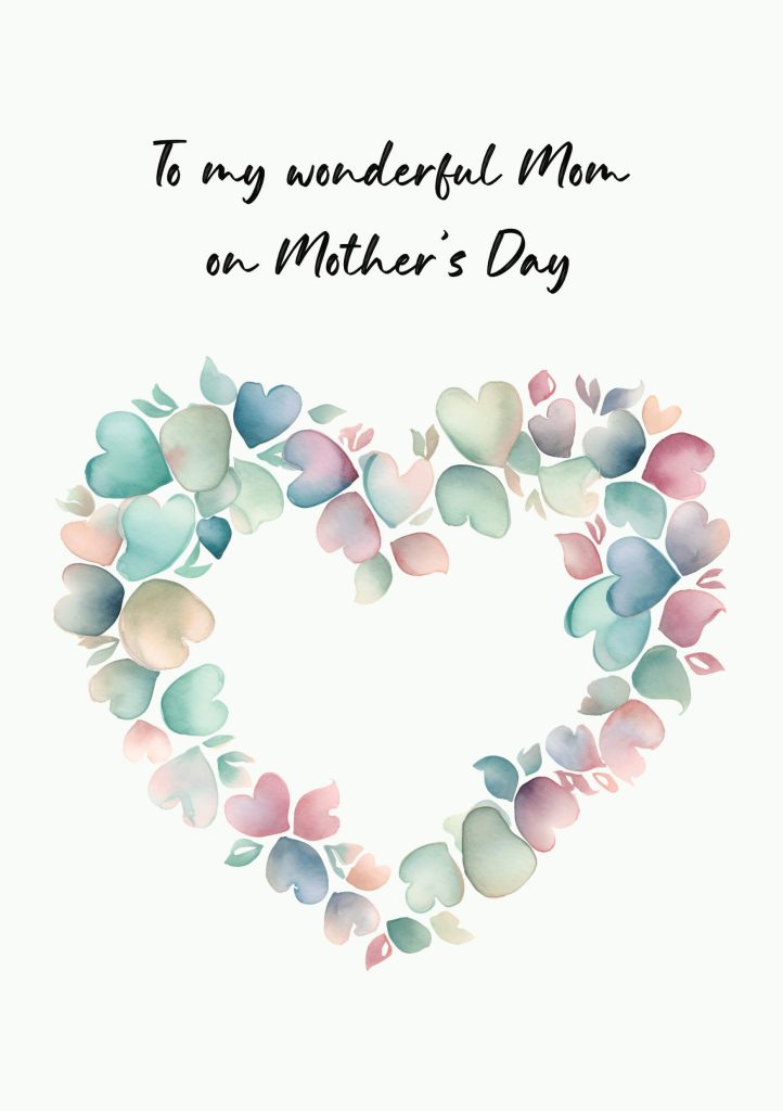 Green Mother’s Day card design with floral details.